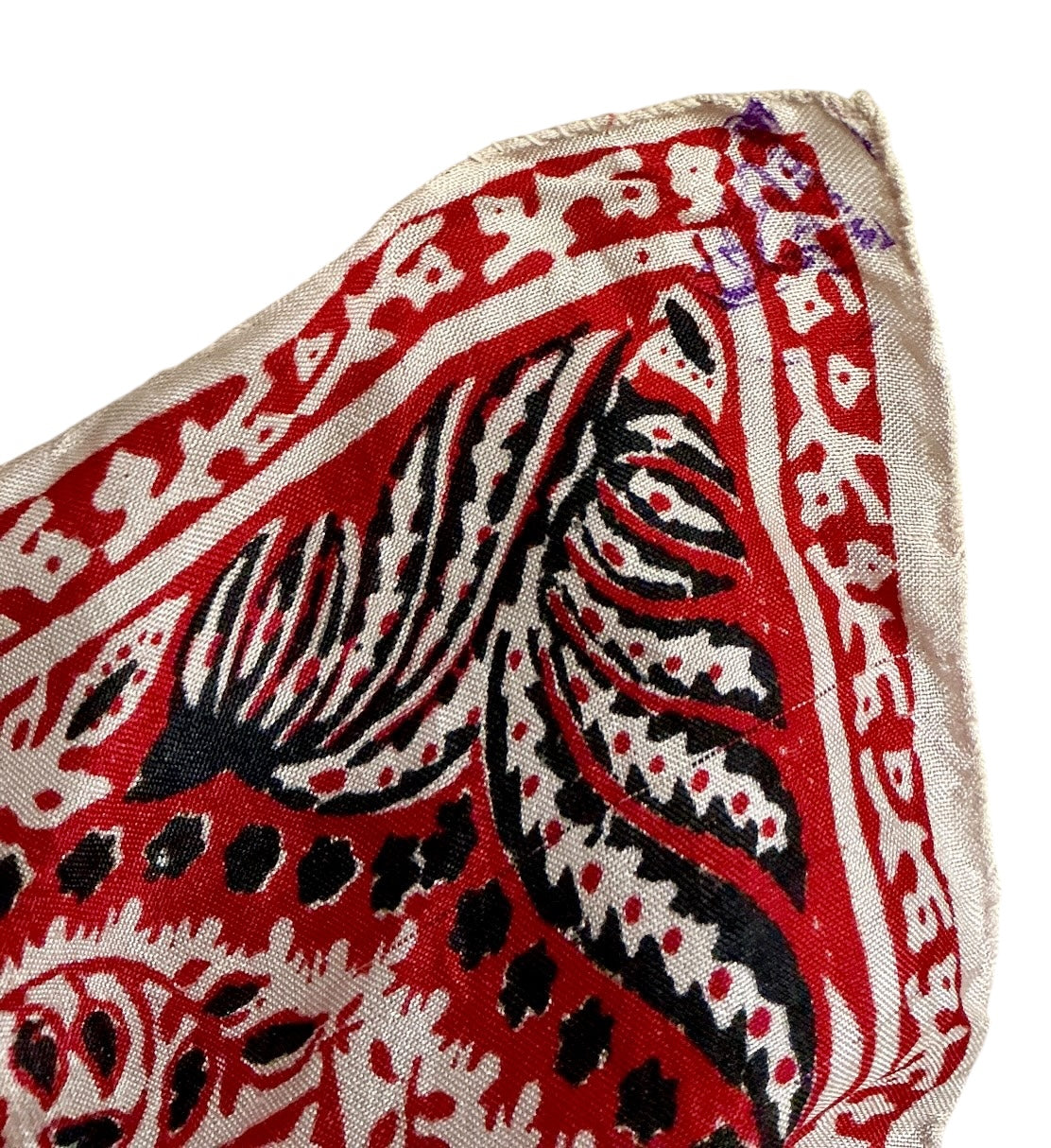 Hand Woven Pure Silk Scarf Made in India with Blue Ink Culture Markings