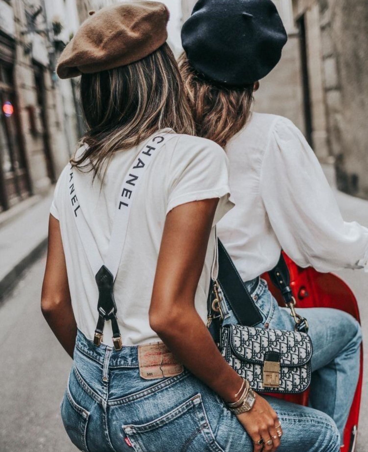 CHANEL Limited Runway White Suspenders