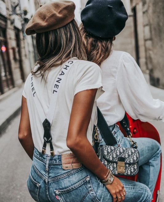 CHANEL Limited Runway White Suspenders