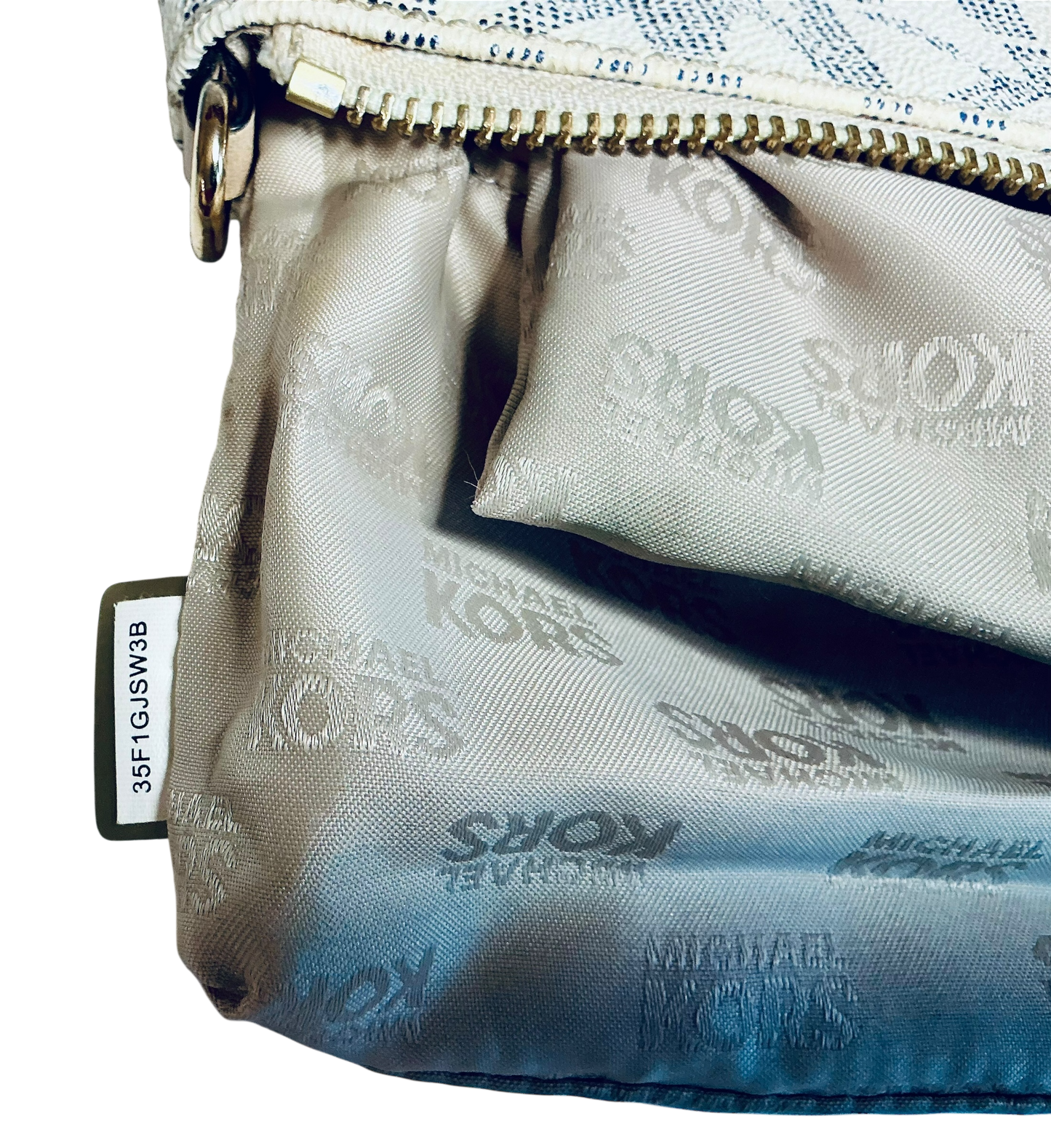 Michael Kors Large Leather Wristlet Handbag MK Logo - White