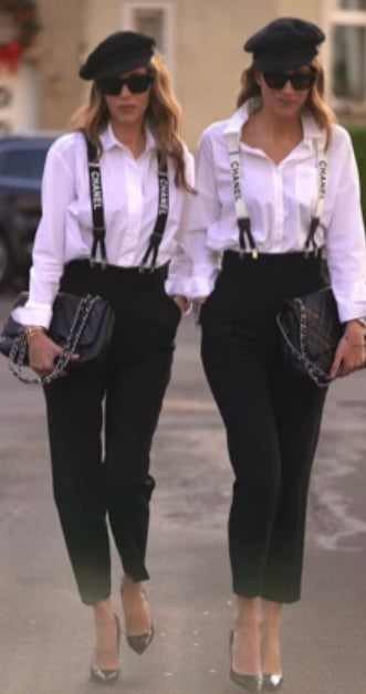 CHANEL Limited Runway White Suspenders