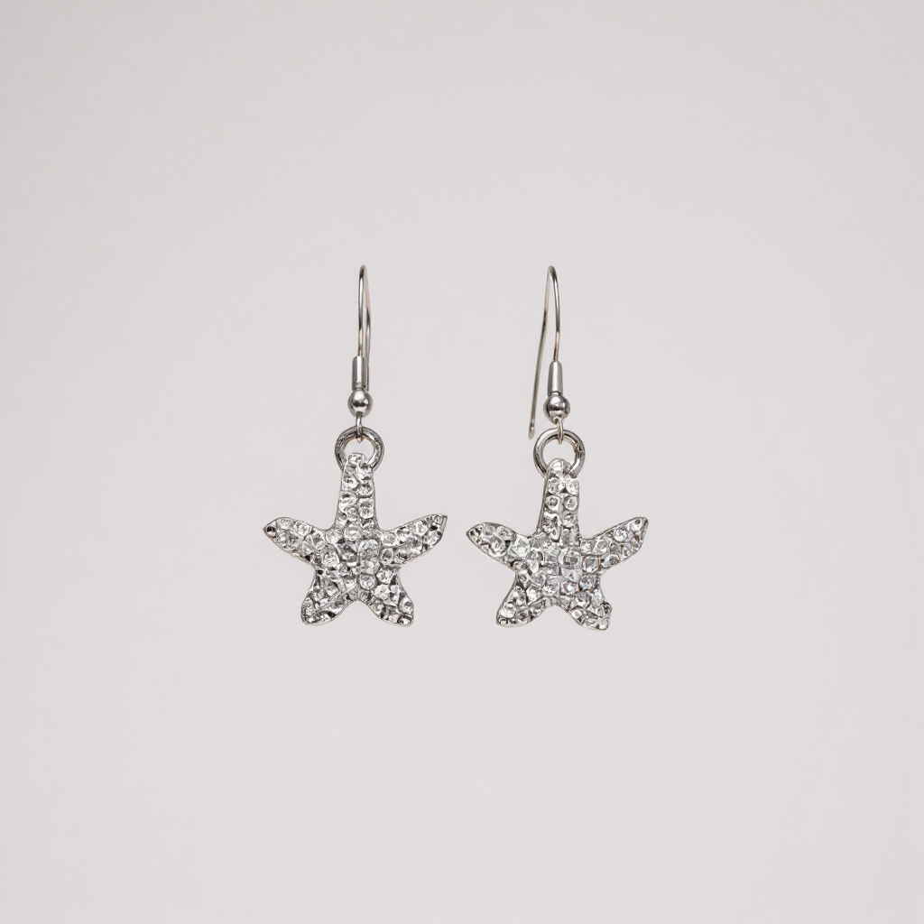 Sterling Silver Crystal Starfish Earrings