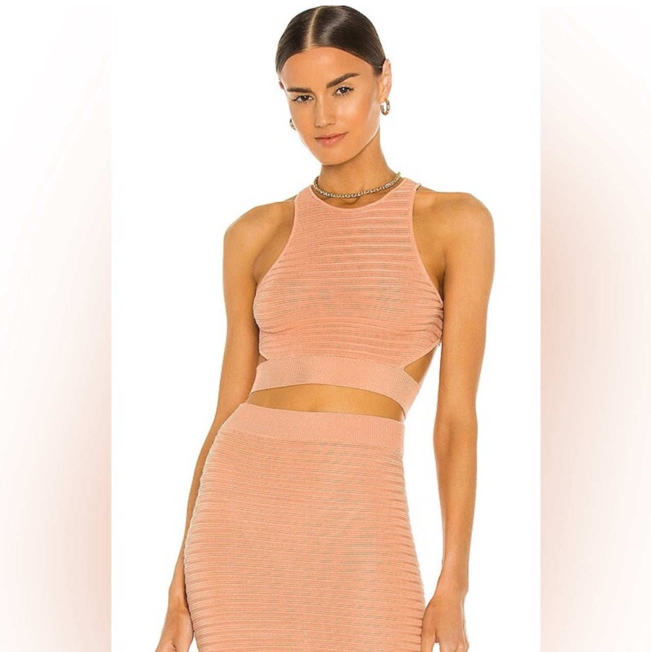 Michael Costello x REVOLVE Ambrose Blush Skirt & Cut Out Top Set - Size Small