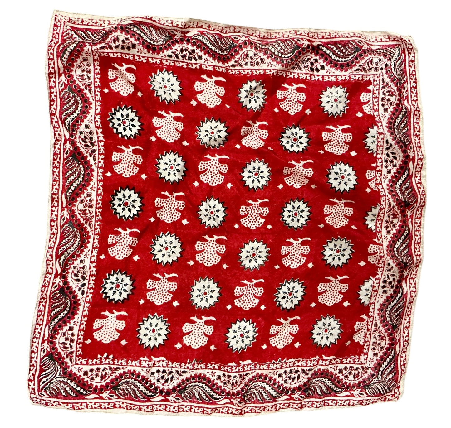 Hand Woven Pure Silk Scarf Made in India with Blue Ink Culture Markings