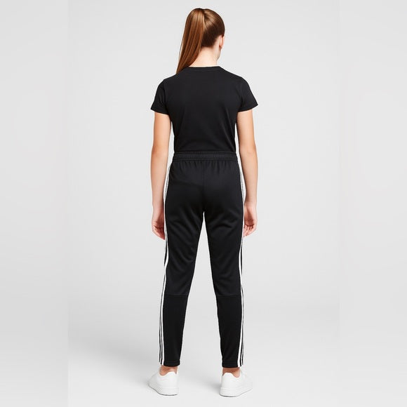 Adidas Youth Girls Track Pants – Black with White Stripes, Size Medium (12Y)