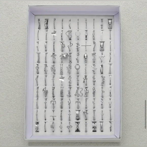 Wholesale Bohemian Style 5-Piece CZ Waterproof & Tarnish Free Stackable Silver Ring Set