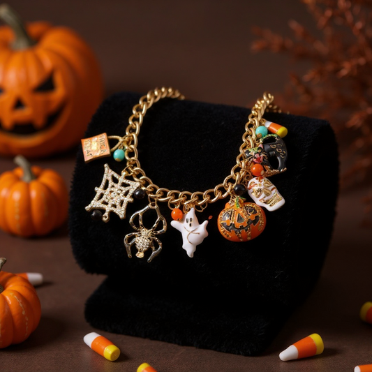 Not Your Average Halloween Charm Bracelet on Gold Chain