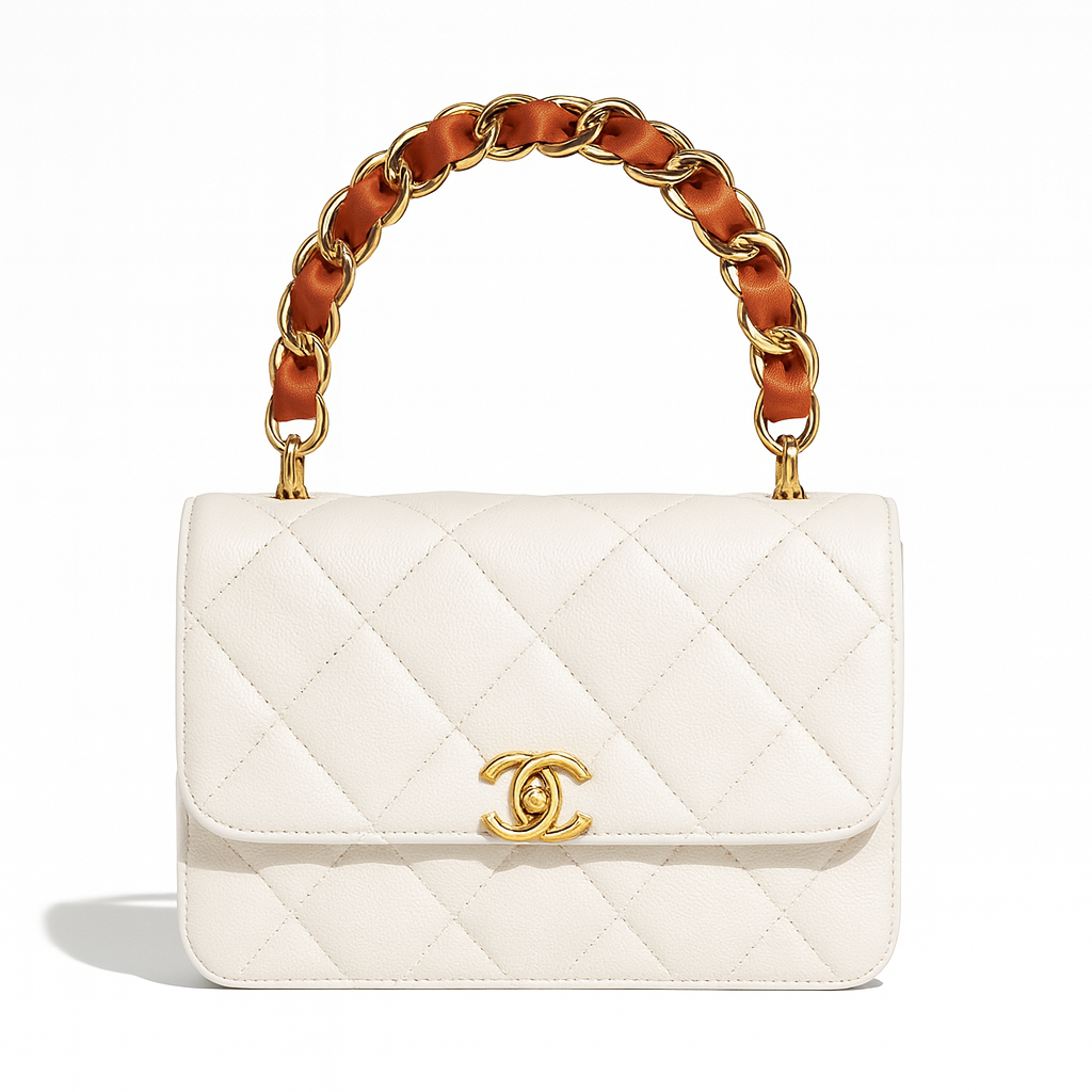 Brown Leather & Gold Chain Interchangeable Bag Strap