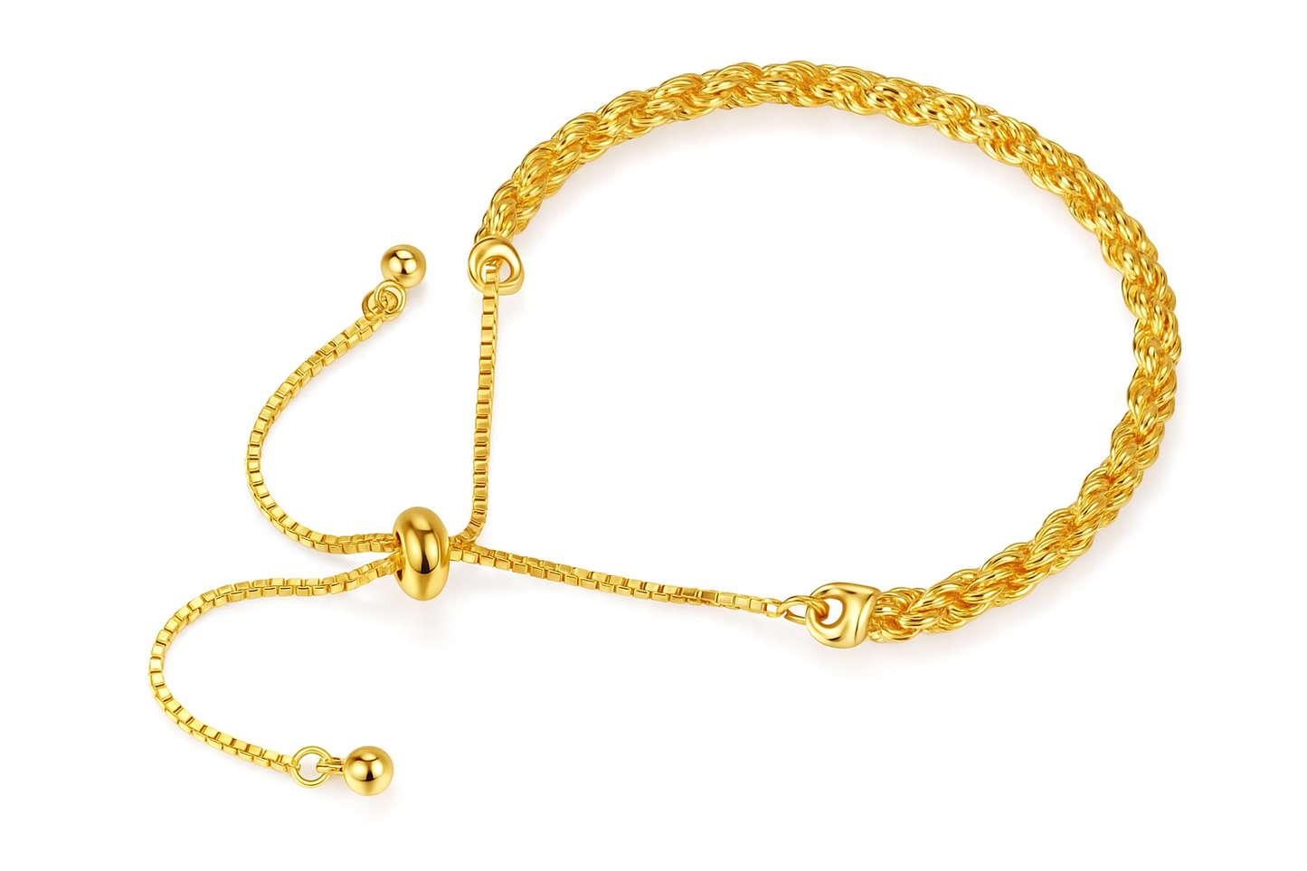 Gold Braided Bangle Tassel Bracelet