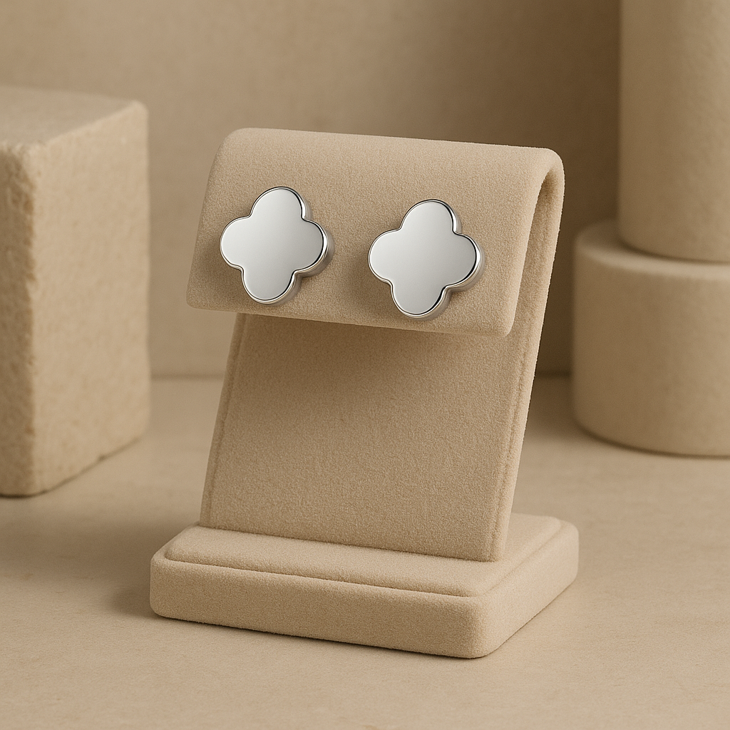 Silver Clover Stud Earrings