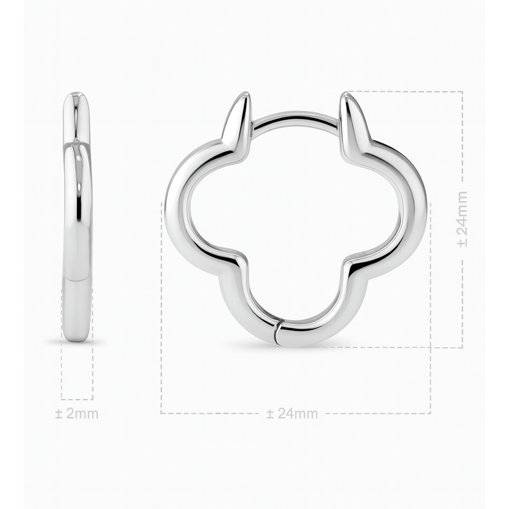 NORDSTROM Clover Hoop Earrings in Rhodium Plated Sterling Silver, 24mm