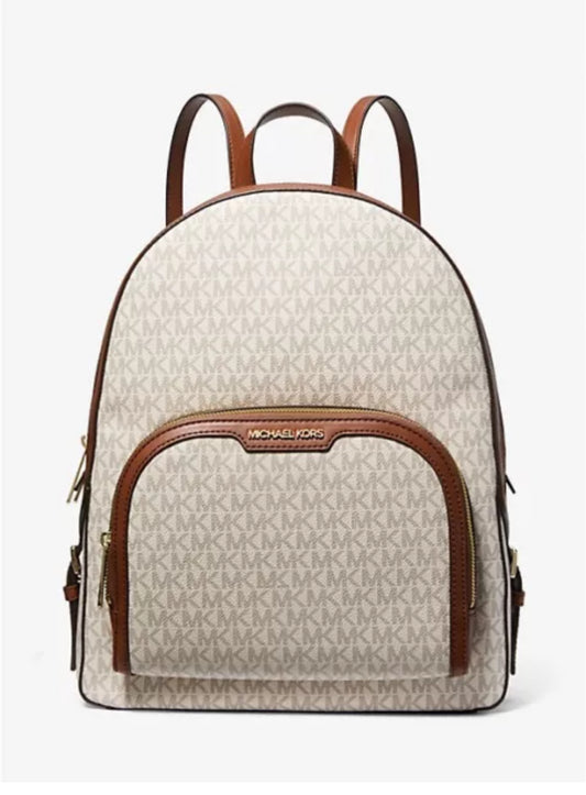 Michael Kors Jaycee Large Logo Backpack Vanilla Natural