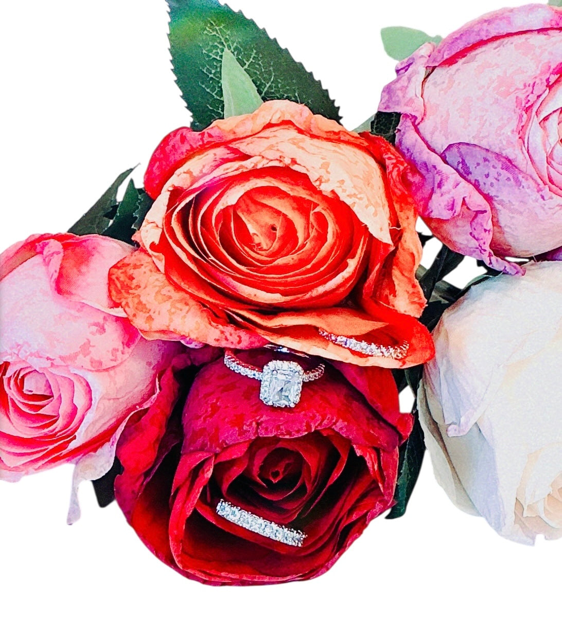 3PCS Women’s Engagement & Wedding Ring Set - Sz 6, Sparkling CZ 925 Silver Plate