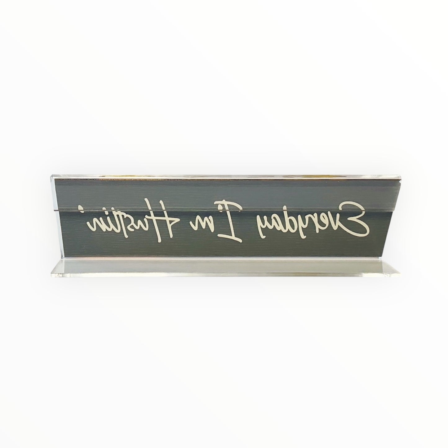 Metallic Gold Transparent Desk Nameplate | Everyday I’m Hustlin’