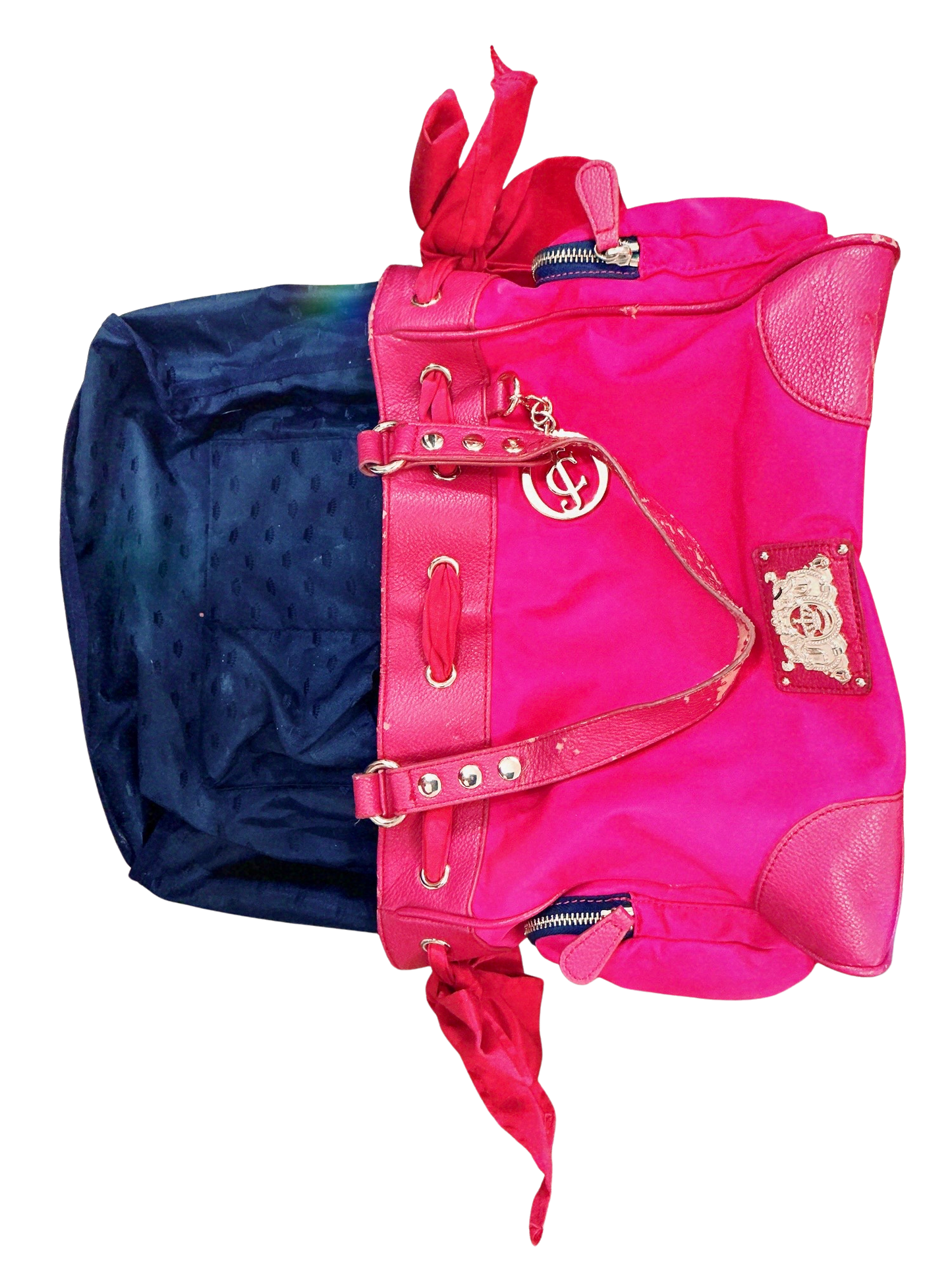 Vintage Juicy Couture Pink Nylon Malibu Daydreamer Studded Bow Bag