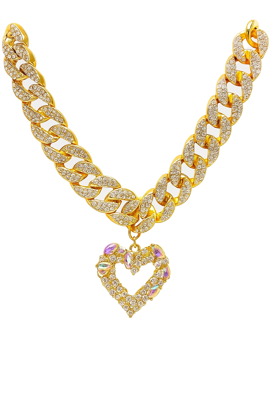Gold Iridescent Heart Necklace