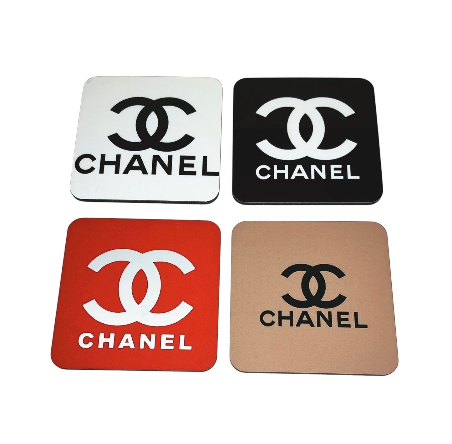 CHANEL Logo Coaster Set - Set of 4 Glossy Coasters
