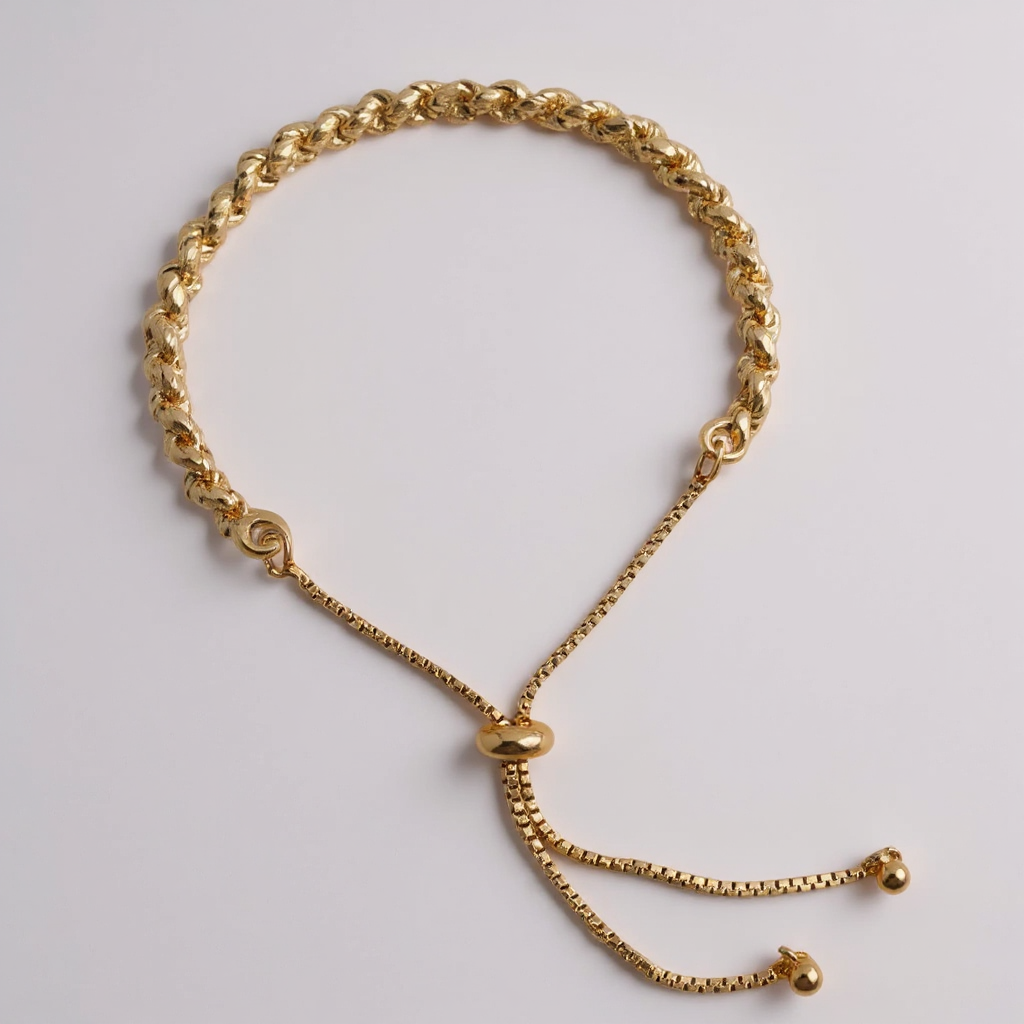 Gold Braided Bangle Tassel Bracelet