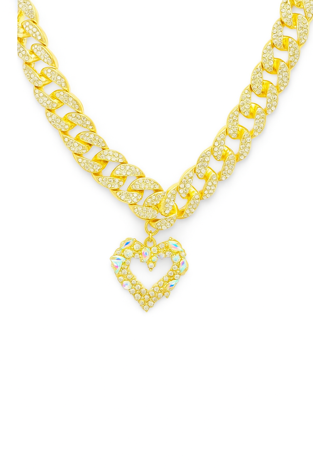 Gold Iridescent Heart Necklace