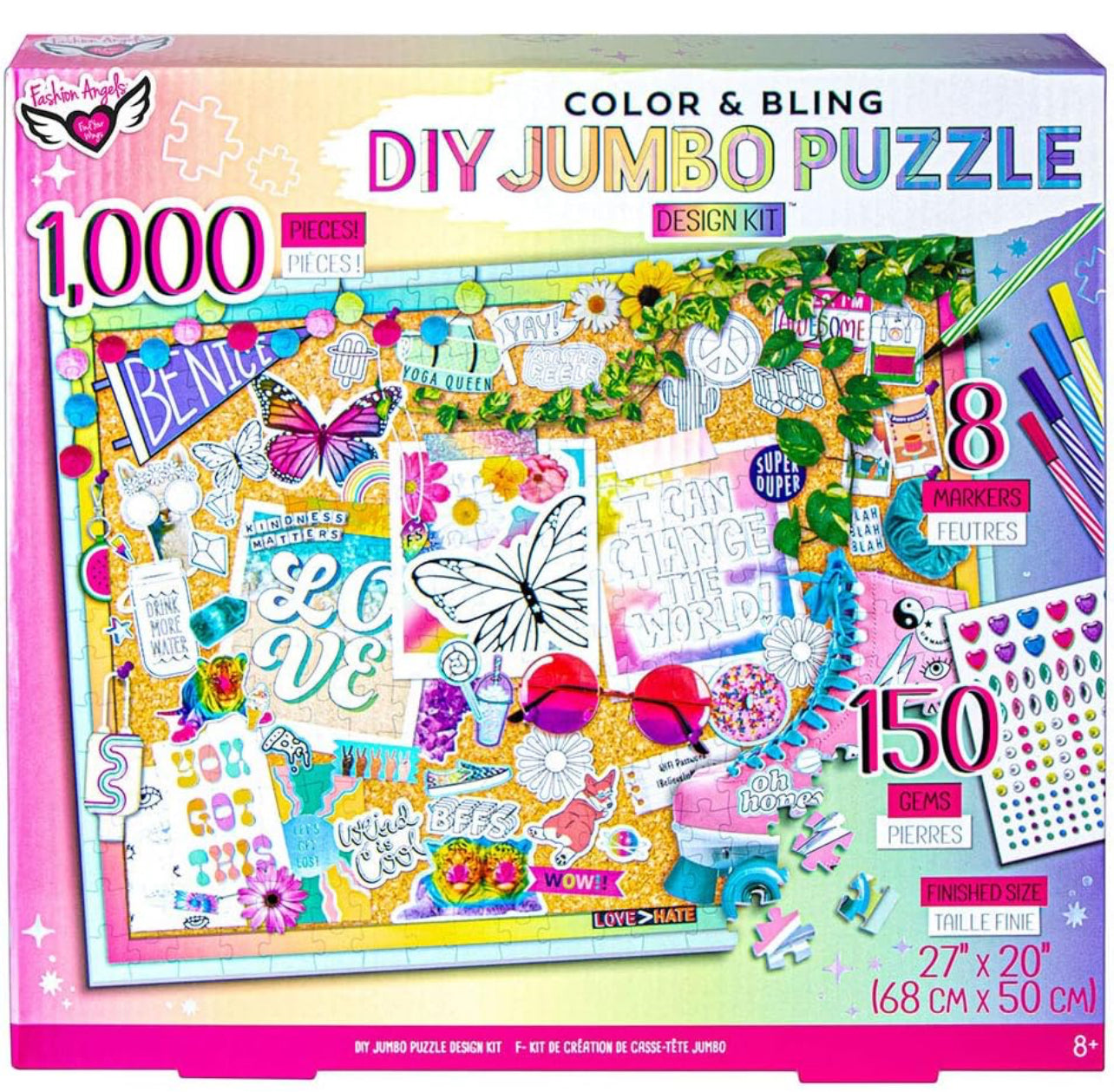 Fashion Angels Color & Bling DIY Jumbo Puzzle Design Kit 1000 Pcs Gems & Markers