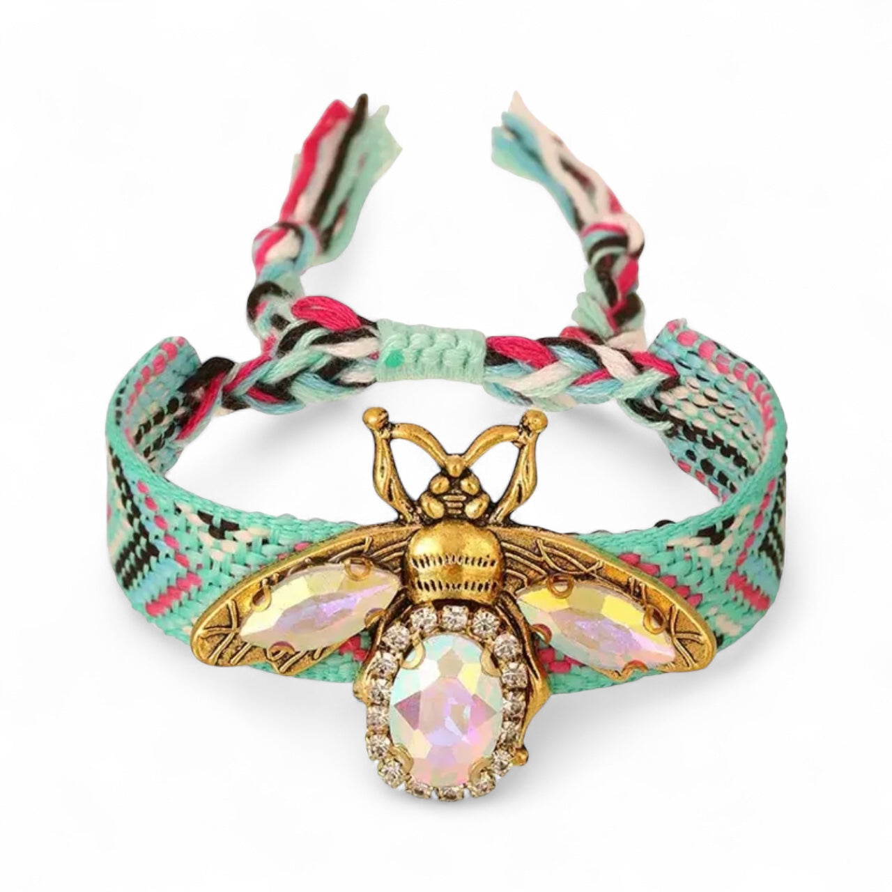 Bohemian Vintage Adjustable Rhinestone Bee Charm Bracelet