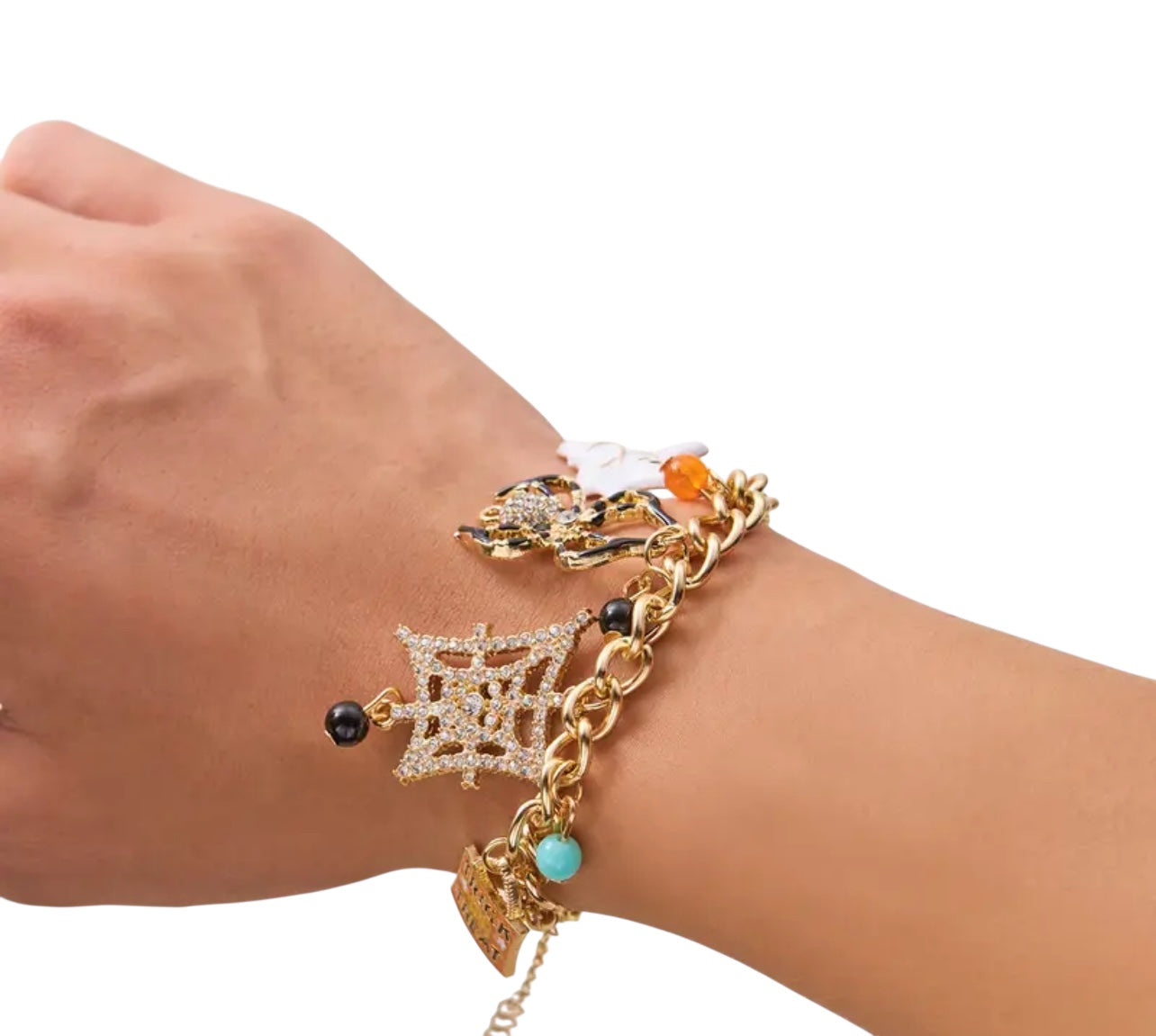 Not Your Average Halloween Charm Bracelet on Gold Chain