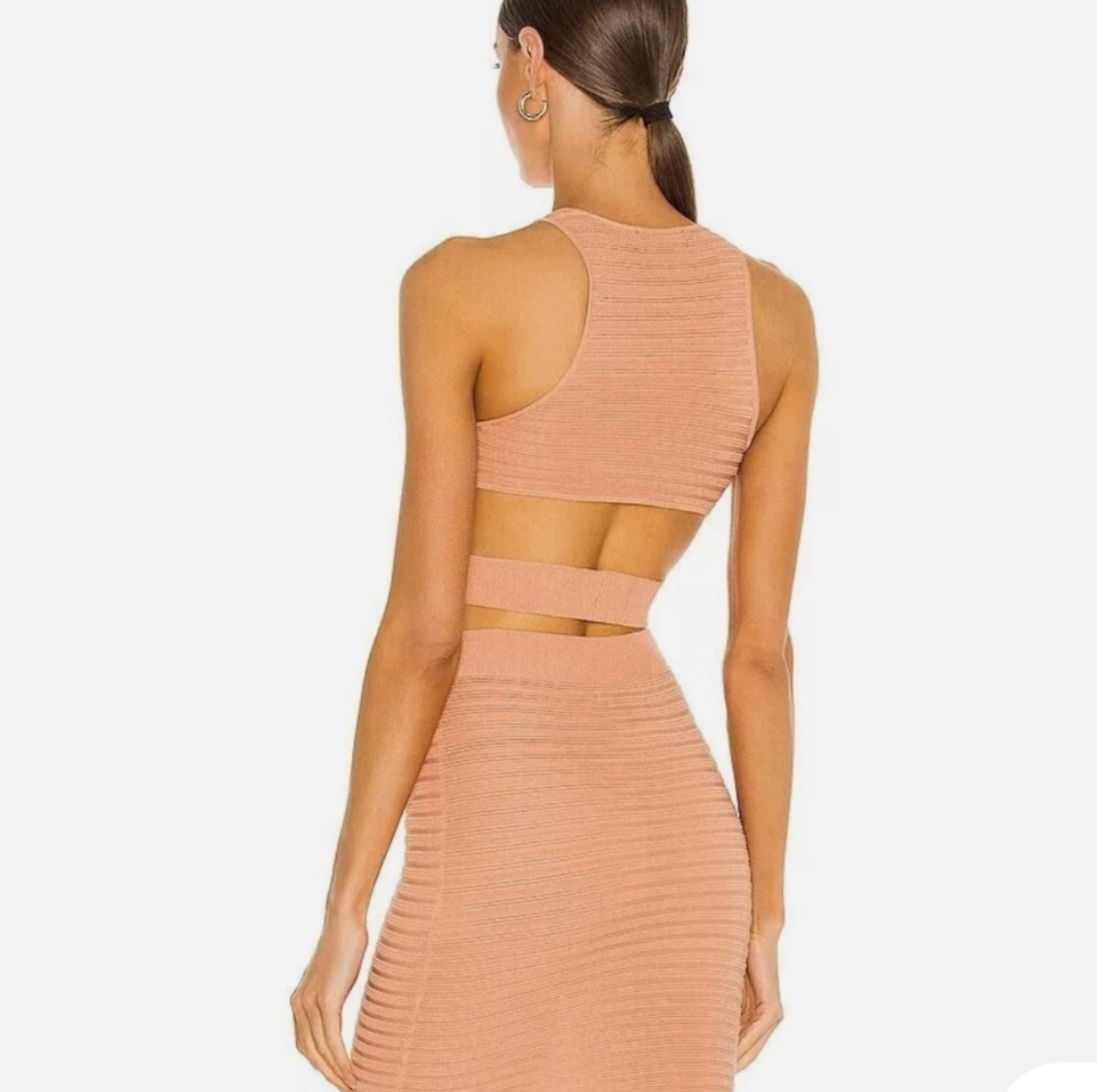 Michael Costello x REVOLVE Ambrose Blush Skirt & Cut Out Top Set - Size Small