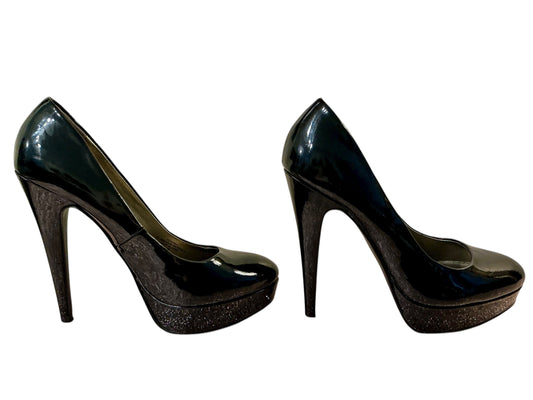 GUESS Brand Wet Black Stiletto Platform Sexy Elegant Black High Heels