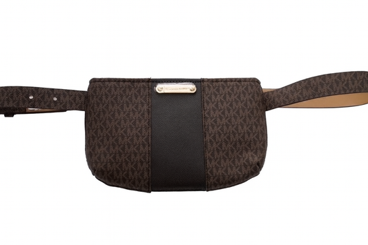 Michael Kors Signature Brown Tan Gold Belt Bag
