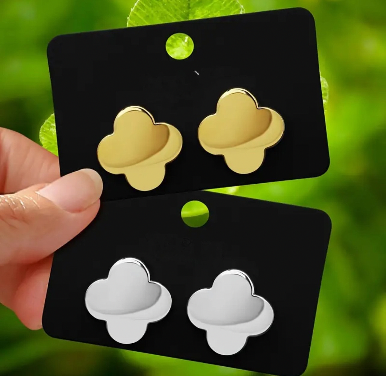 Silver Clover Stud Earrings