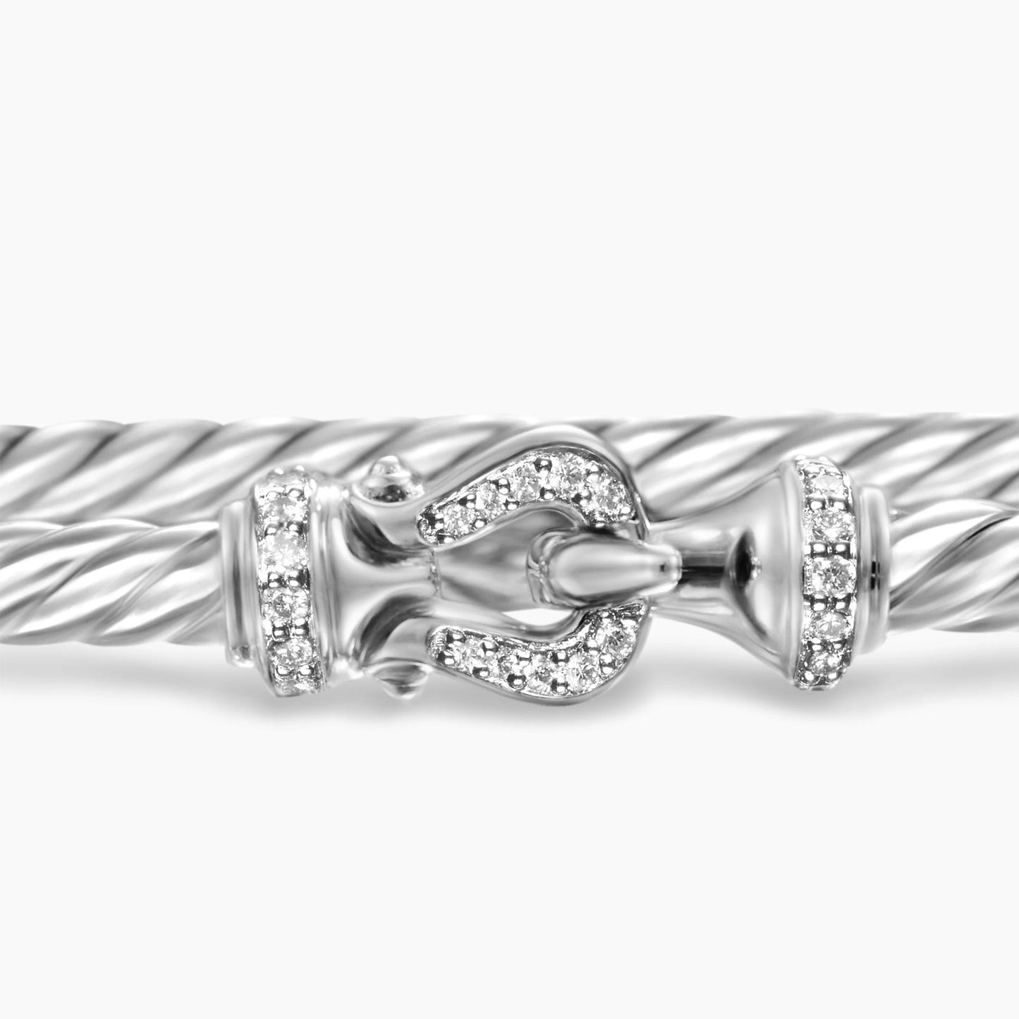 David Yurman Buckle Classic Cable Bracelet Sterling Silver with Diamonds, 3mm