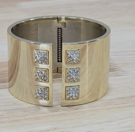 Victoria’s Secret Scandalous Hinged Gold Tone Cubic Zirconia CZ Cuff Bangle Bracelet