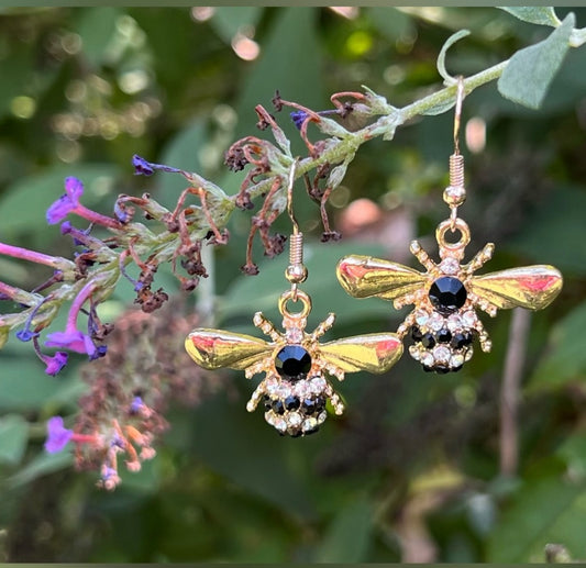 Gold & Black Bee Earrings
