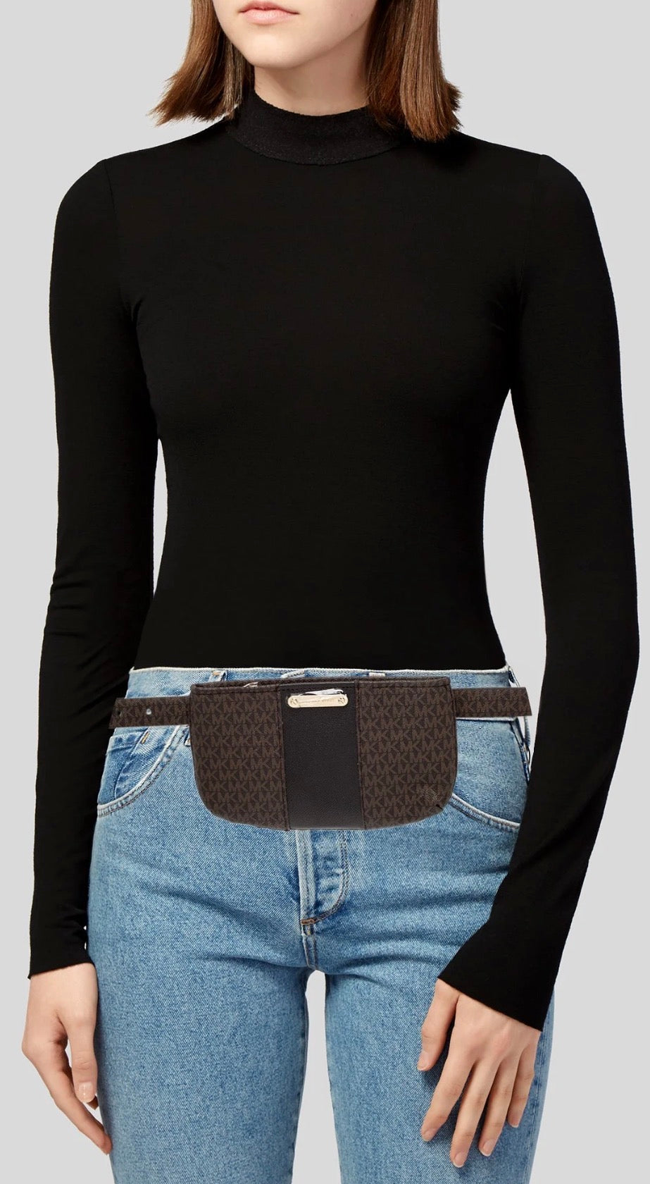 Michael Kors Signature Brown Tan Gold Belt Bag