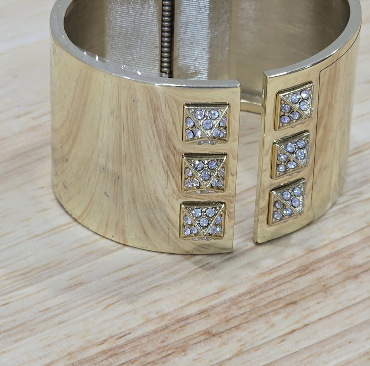 Victoria’s Secret Scandalous Hinged Gold Tone Cubic Zirconia CZ Cuff Bangle Bracelet