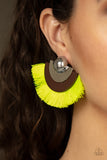 Neon Yellow Fan Post Earrings