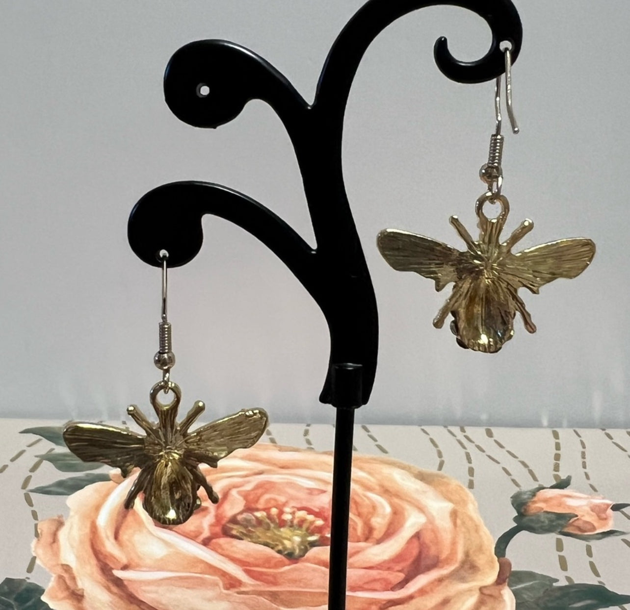 Gold & Black Bee Earrings