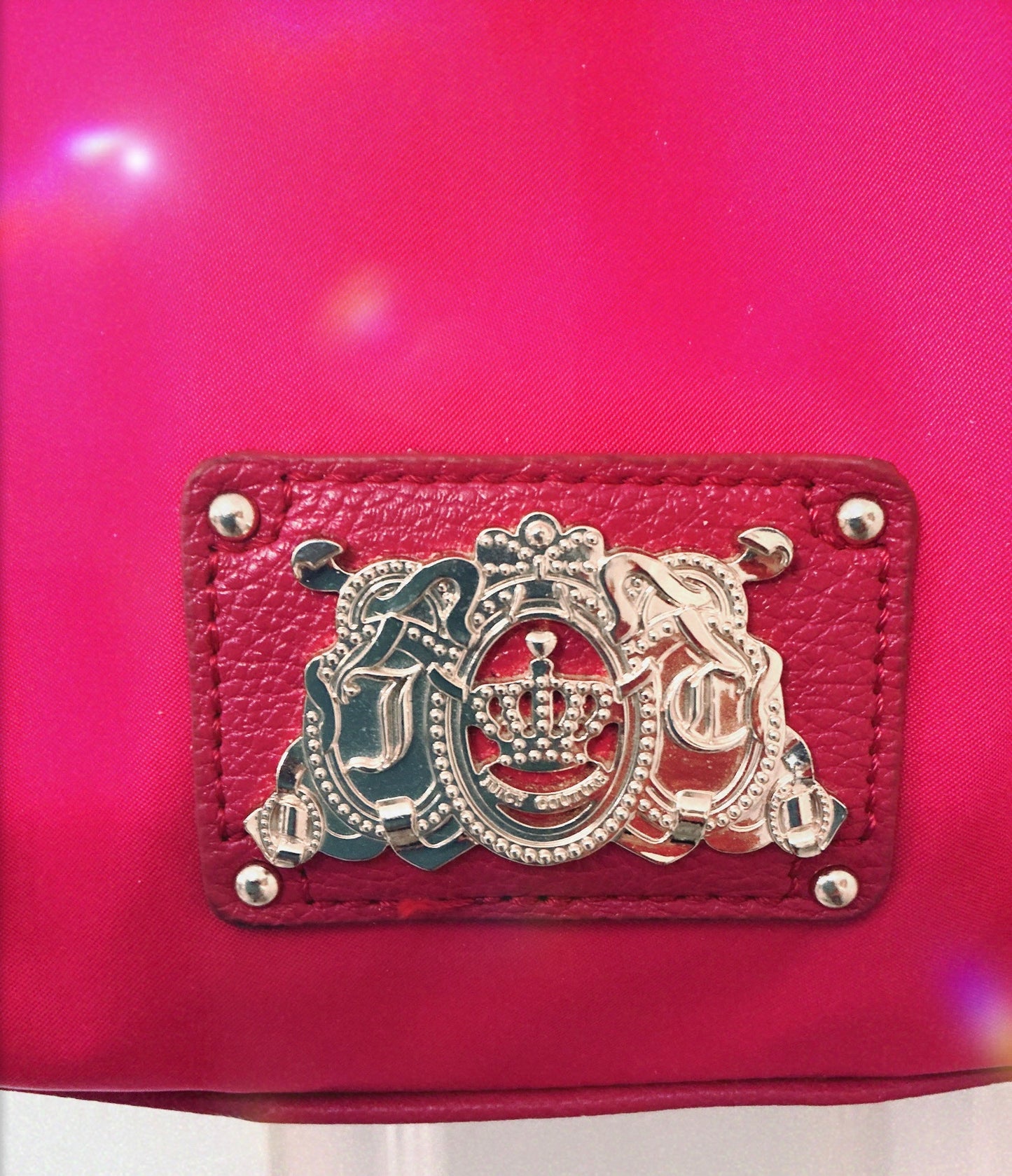 Vintage Juicy Couture Pink Nylon Malibu Daydreamer Studded Bow Bag