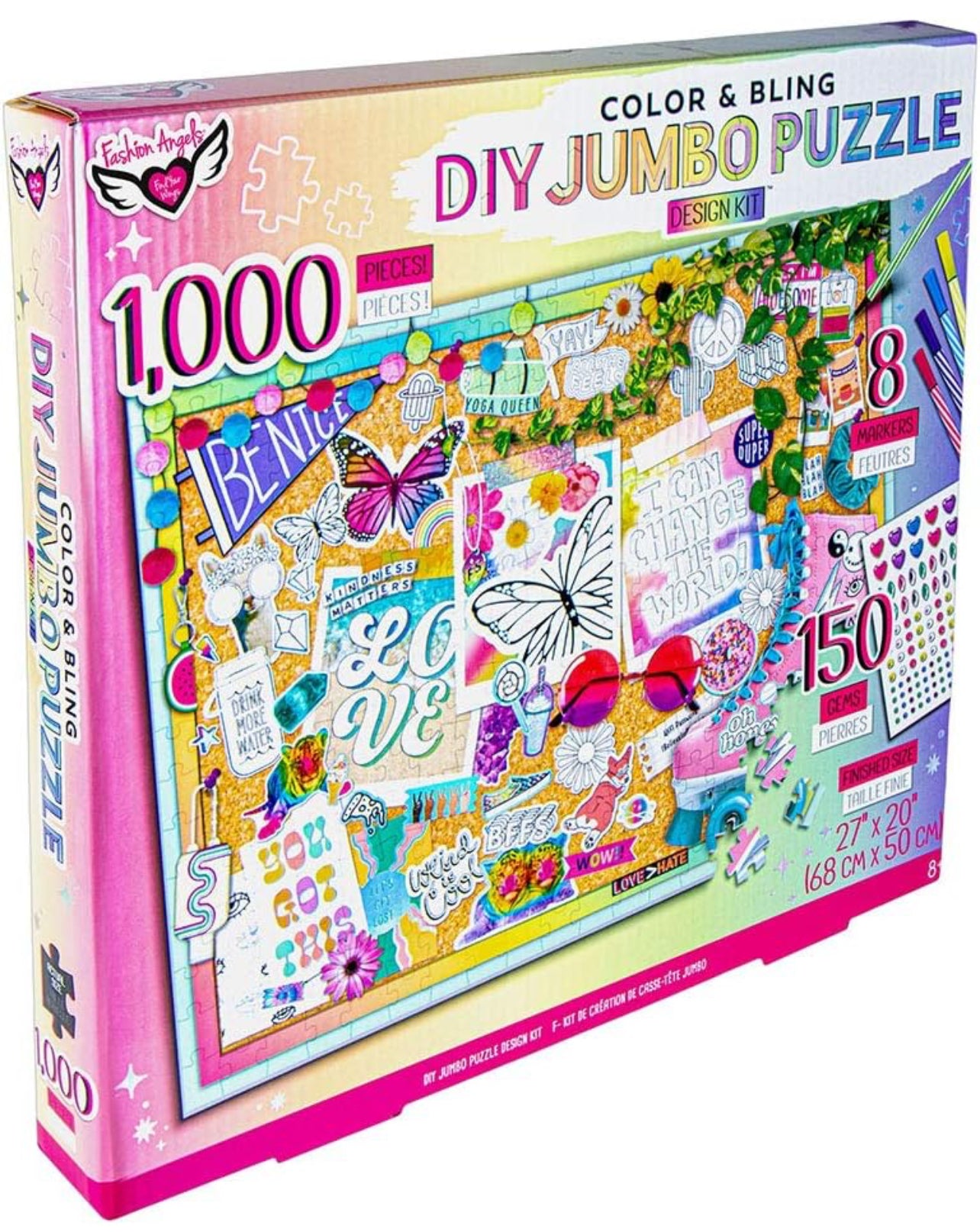 Fashion Angels Color & Bling DIY Jumbo Puzzle Design Kit 1000 Pcs Gems & Markers