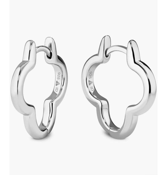 NORDSTROM Clover Hoop Earrings in Rhodium Plated Sterling Silver, 24mm