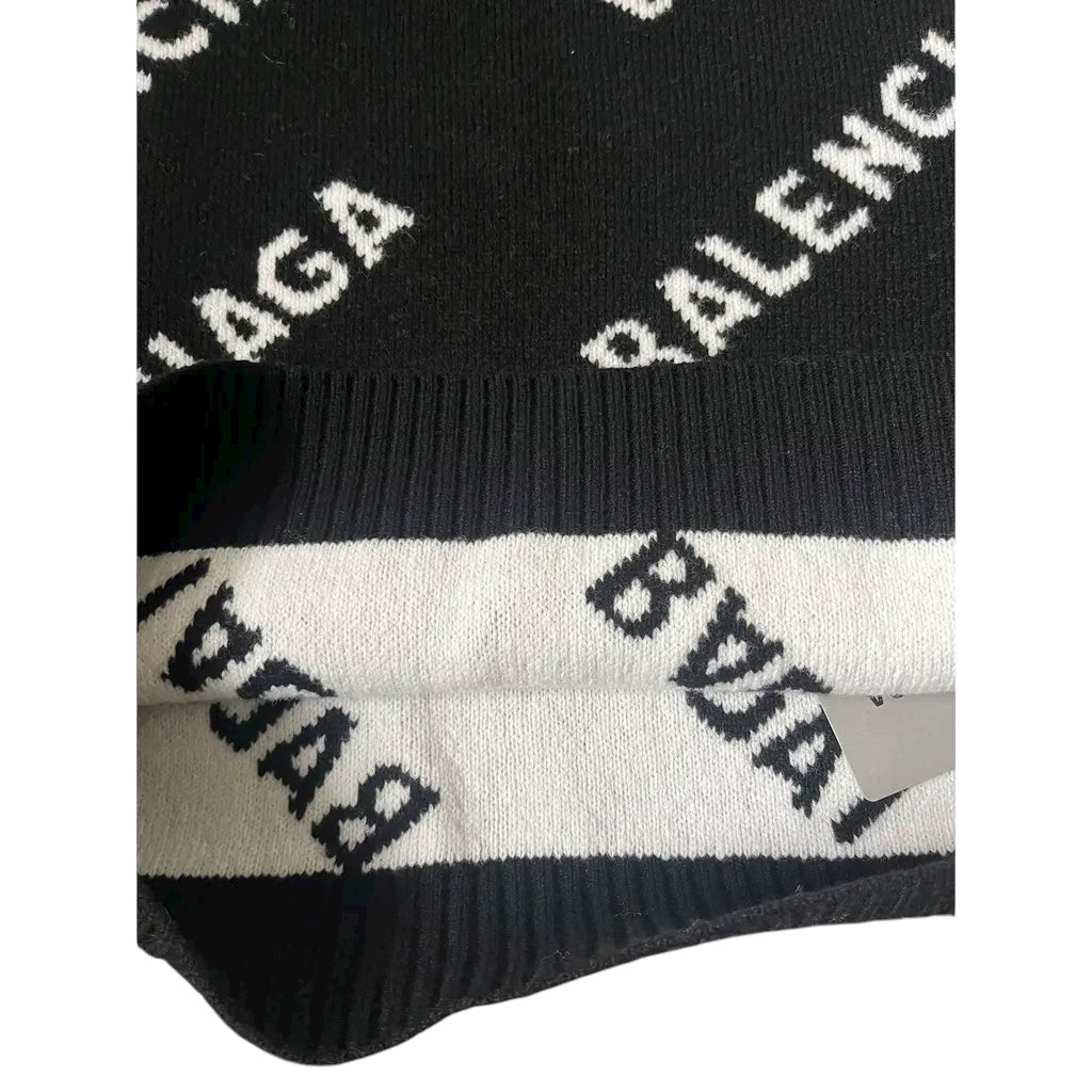 Balenciaga Sweater All Over Logo Black White