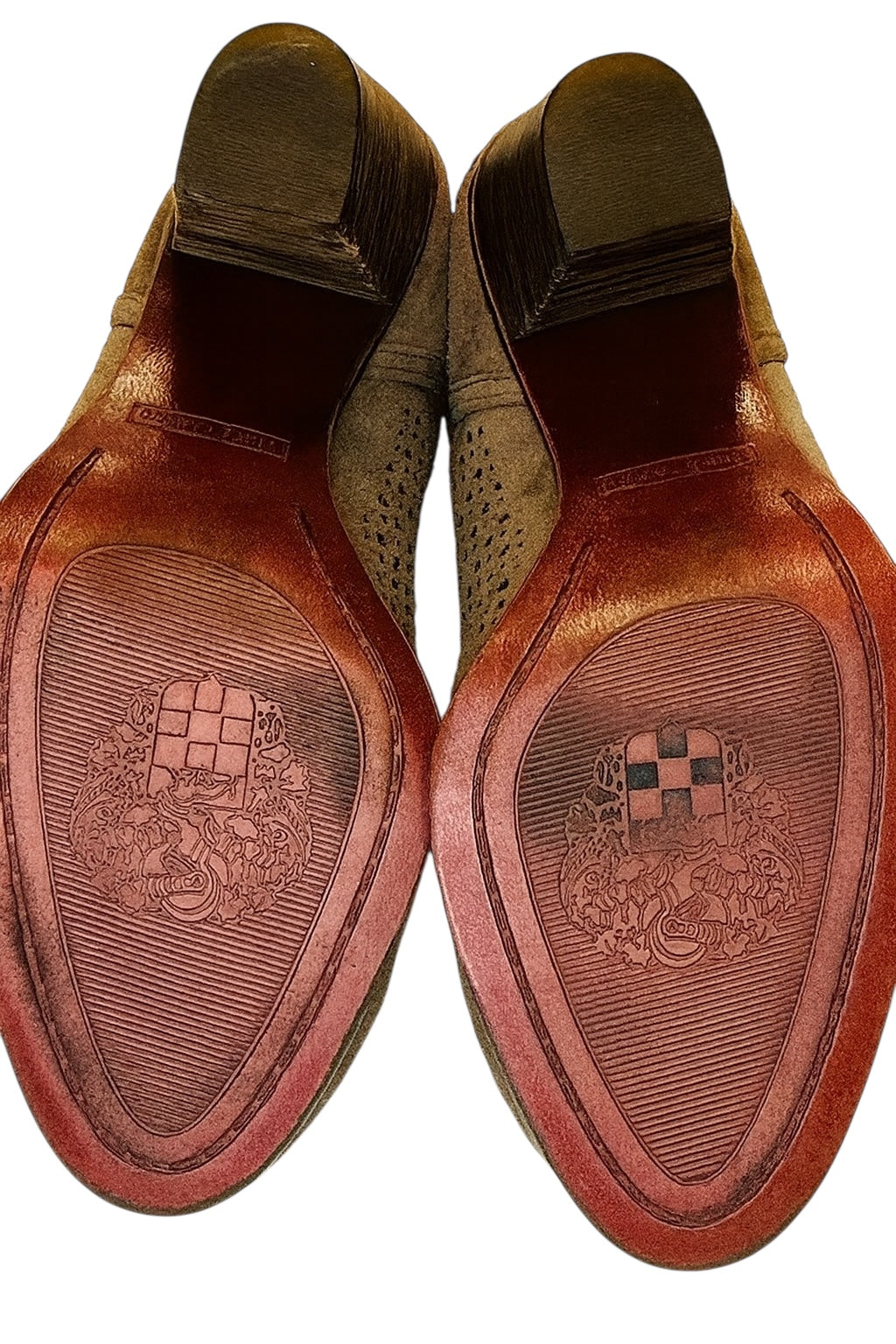 VINCE CAMUTO Palmina Perforated Suede Ankle Boots Booties Tan / Shady Grey Sz 6