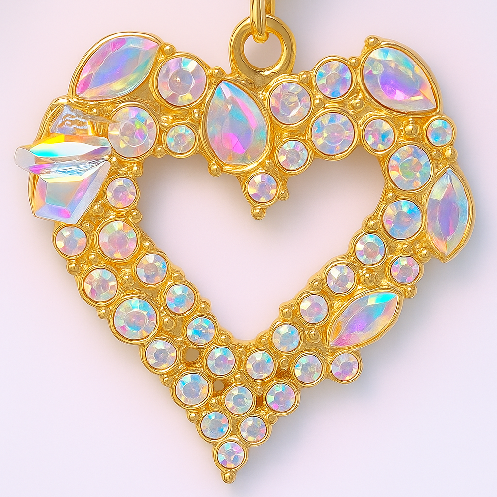 Gold Iridescent Heart Necklace