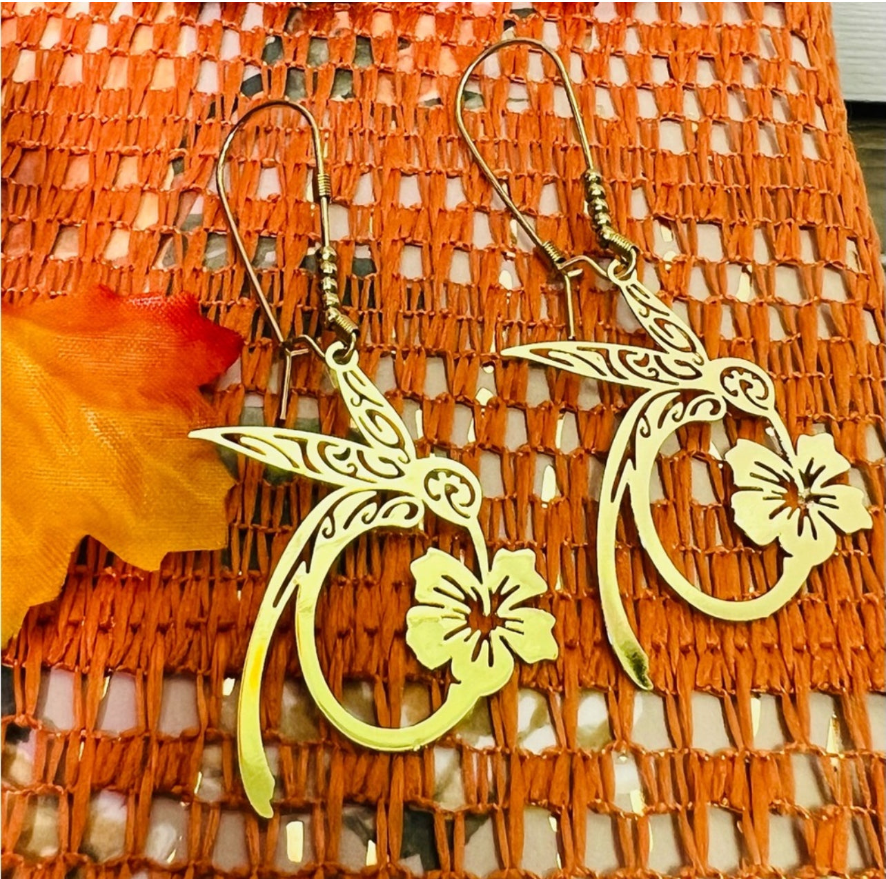 Gold Hummingbird Earrings