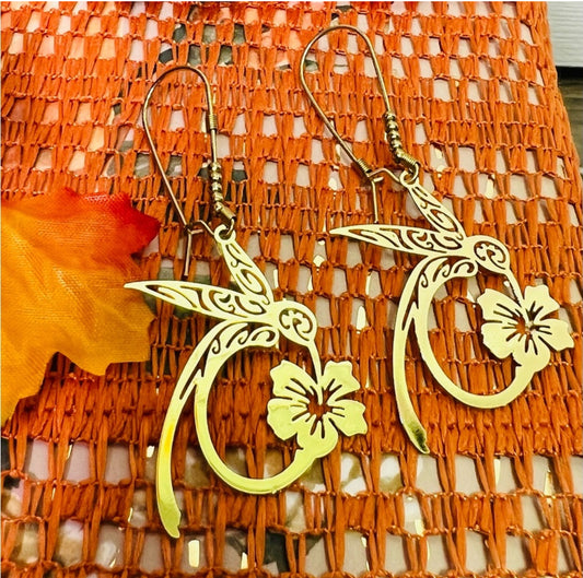 Gold Hummingbird Earrings