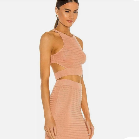 Michael Costello x REVOLVE Ambrose Blush Skirt & Cut Out Top Set - Size Small