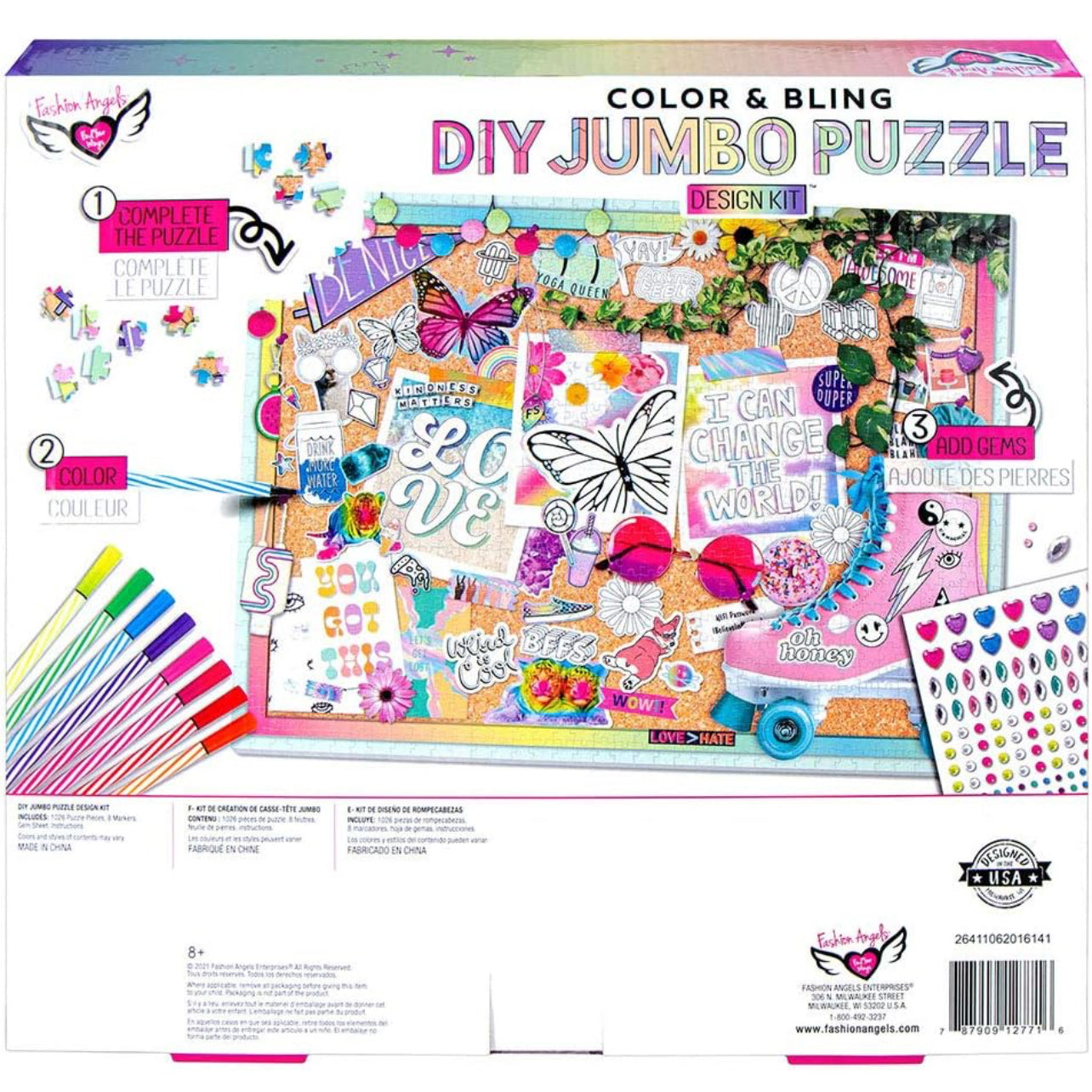 Fashion Angels Color & Bling DIY Jumbo Puzzle Design Kit 1000 Pcs Gems & Markers