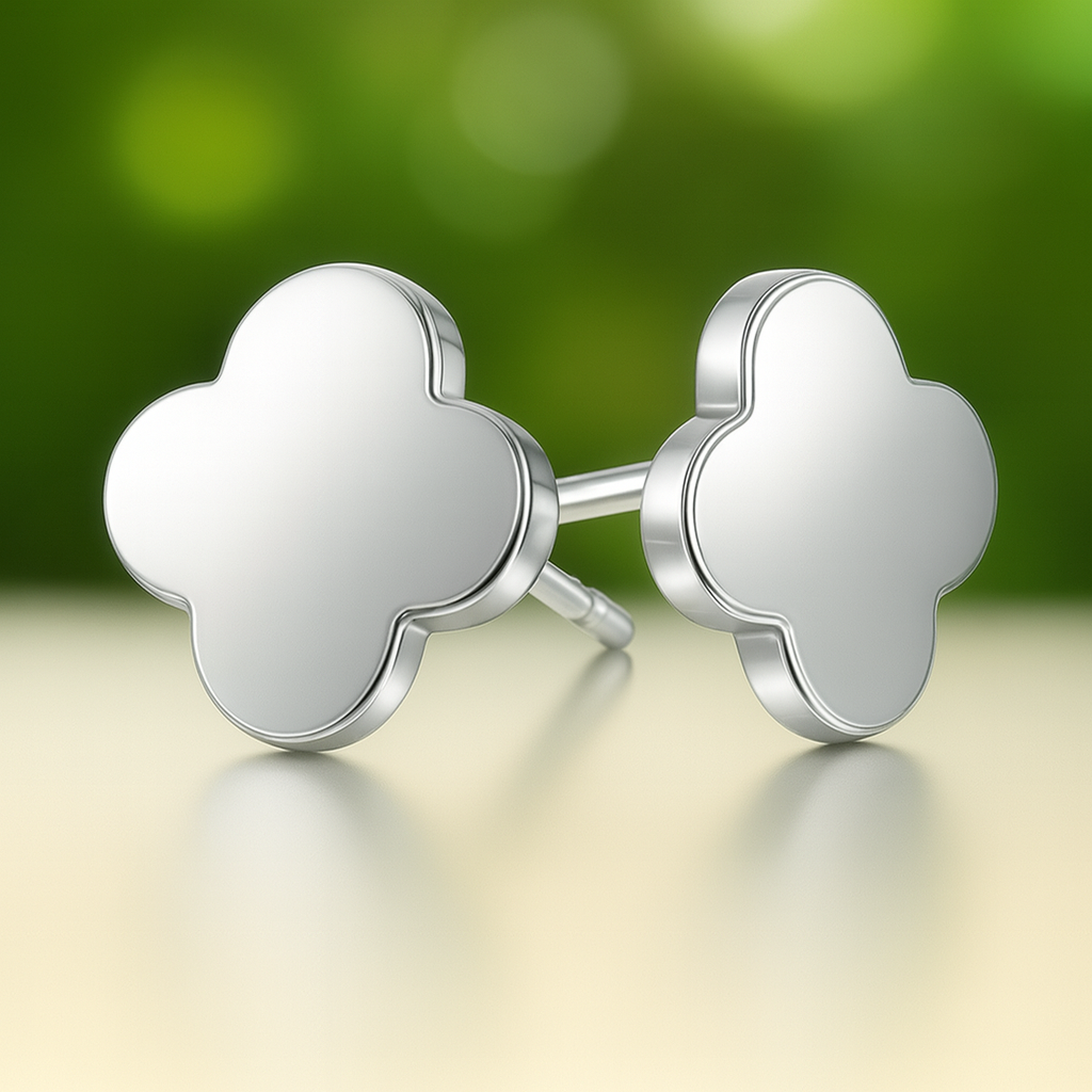 Silver Clover Stud Earrings