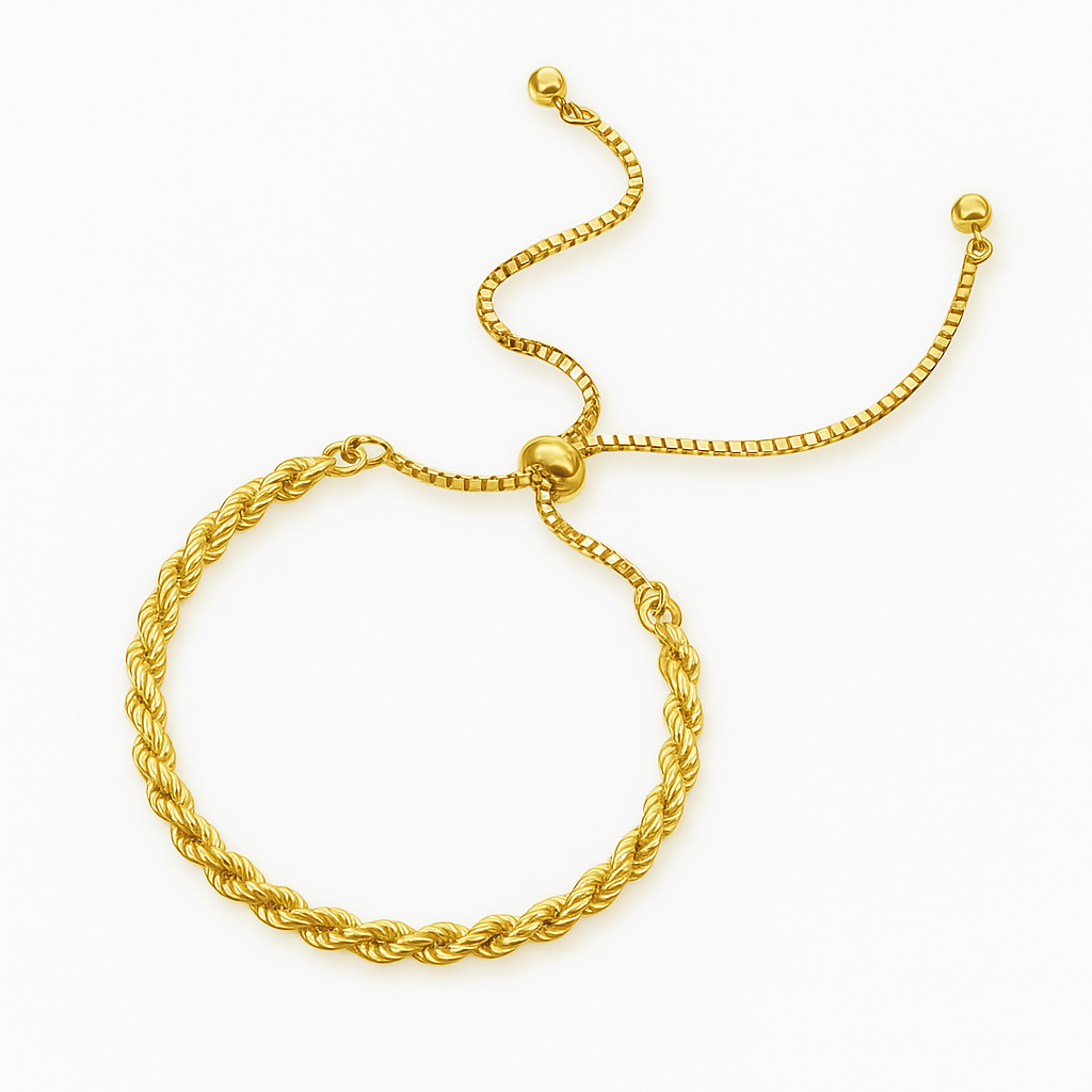 Gold Braided Bangle Tassel Bracelet