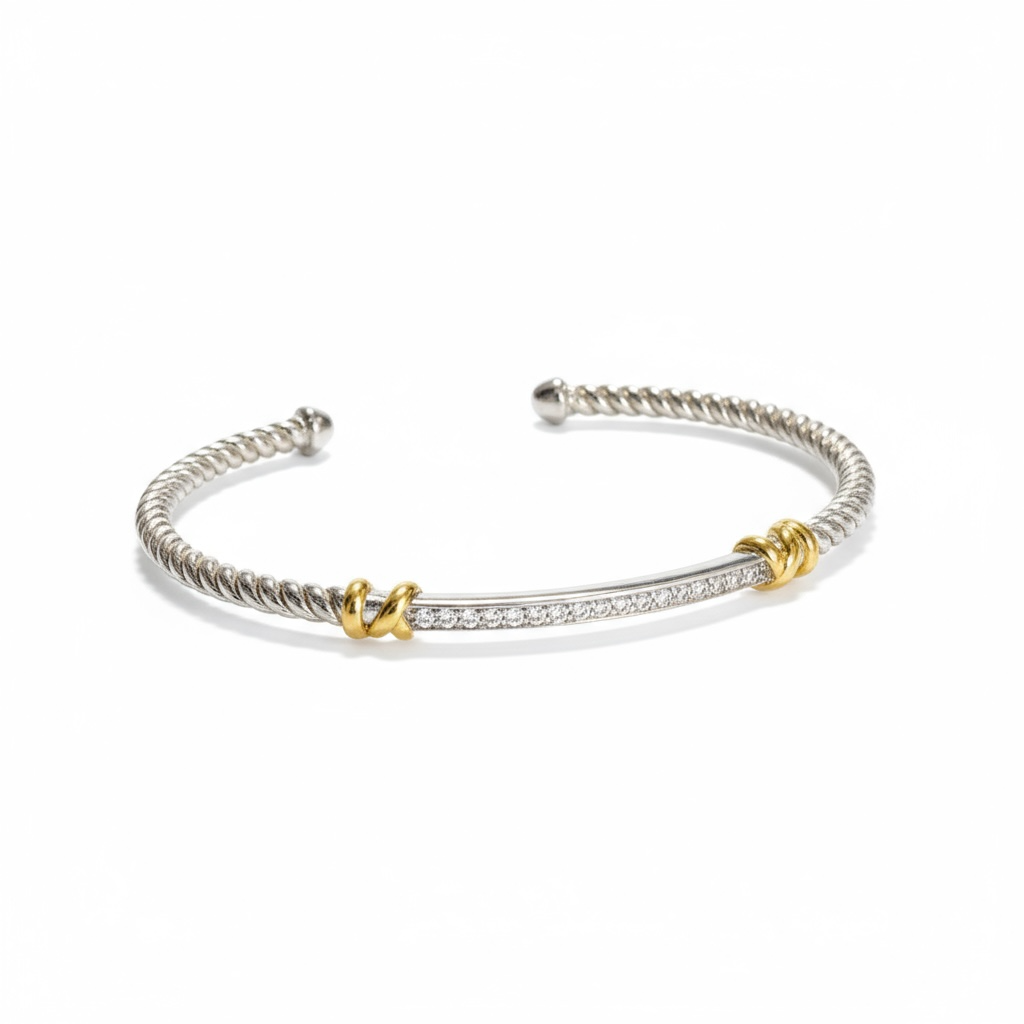 David Yurman Petite Helena Classic Cable Station Bracelet with Diamonds